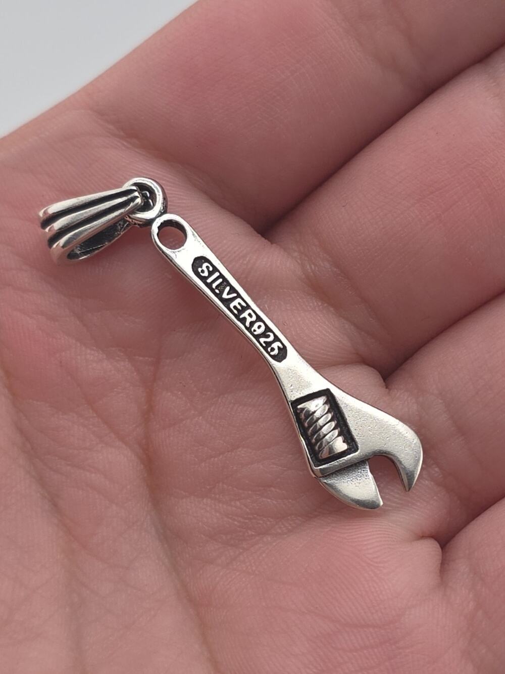 Sterling Silver 925 Wrench Pendant
